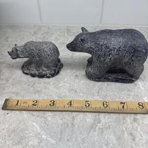 Lot of two Bear sculptures by A Wolf. Pre-owned. Size 3.5 in and 5 in.